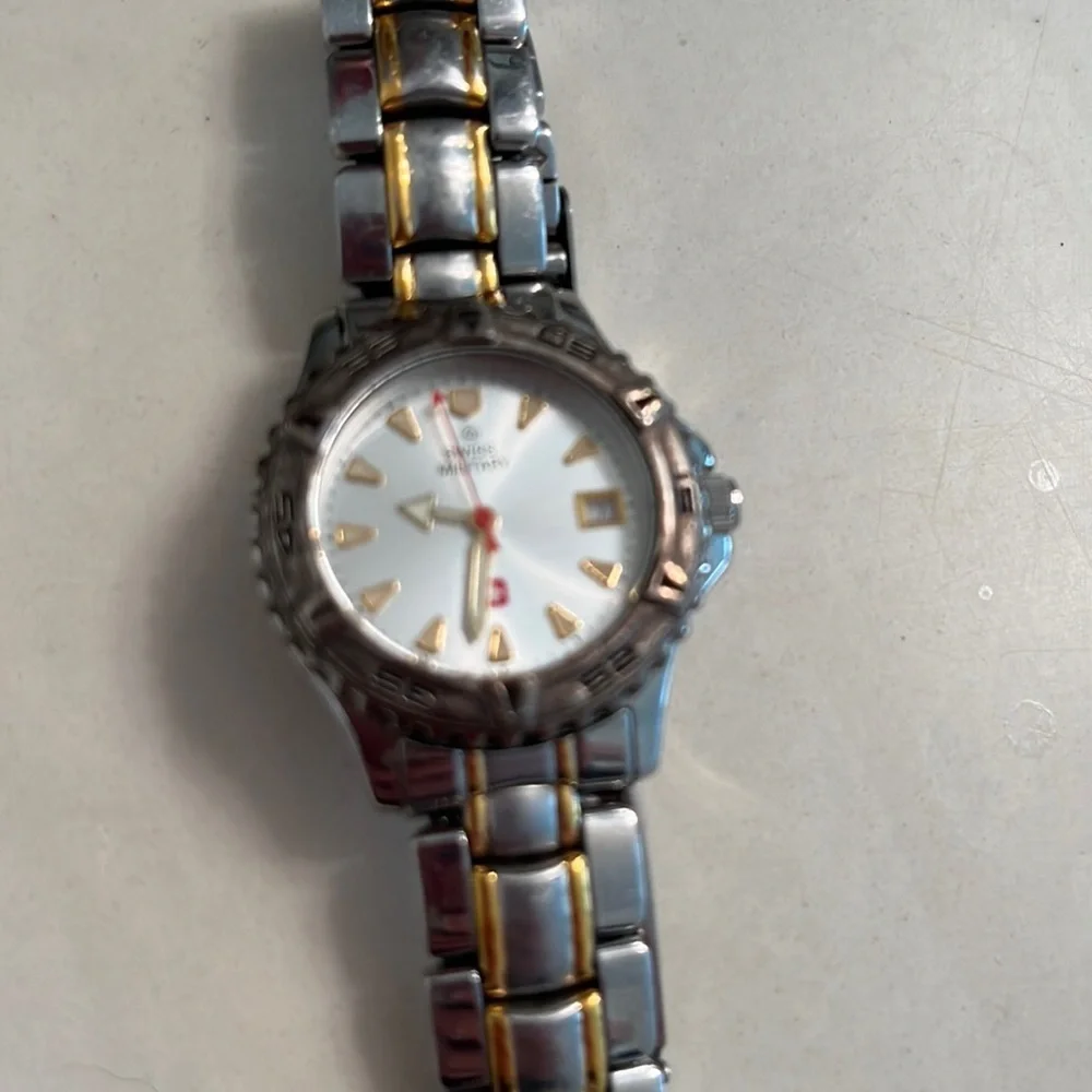 Swiss Military Watch Stainless Steel Water Resistant Silver & Gold